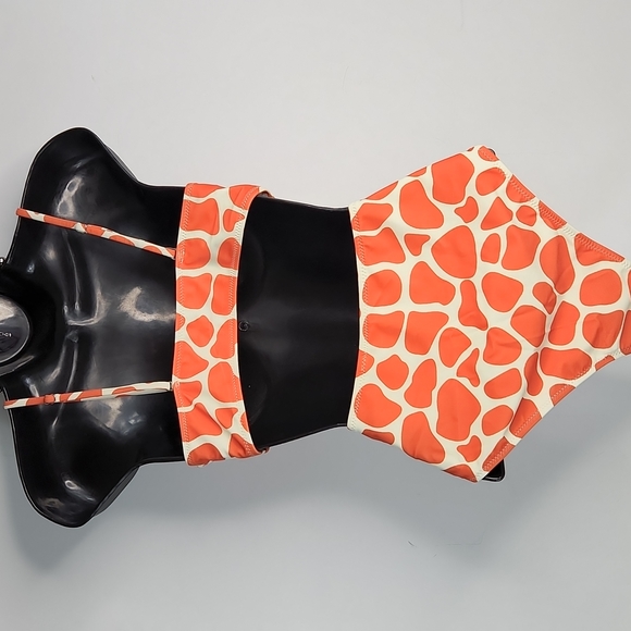 Beachsissi , Orange and creme 2 pc swimsuit, Sz L - Picture 2 of 10